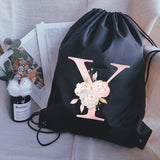 Pink Letter Print Drawstring Bag Backpack Multi-function Sport Bags