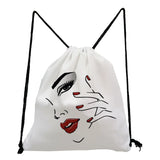 Red Lips Print Drawstring Backpack for Students School Teacher Gift