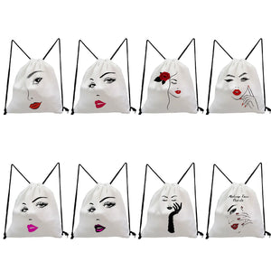 Red Lips Print Drawstring Backpack for Students School Teacher Gift