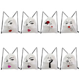 Red Lips Print Drawstring Backpack for Students School Teacher Gift