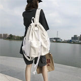 Canvas Drawstring Backpack Large Capacity Vintage Rucksack