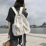 Canvas Drawstring Backpack Large Capacity Vintage Rucksack