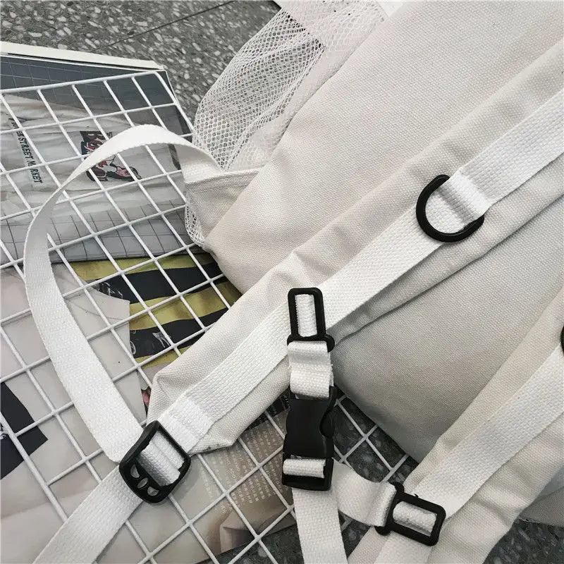 Canvas Drawstring Backpack Large Capacity Vintage Rucksack