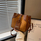 Small PU Leather Drawstring Bucket Bag Women Crossbody Shoulder Handbag