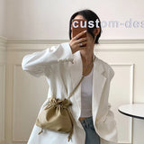 Drawstring Bucket Shoulder Bag Crossbody Handbag Spring Tote