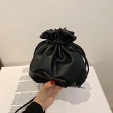 Drawstring Bucket Shoulder Bag Crossbody Handbag Spring Tote