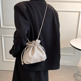 Drawstring Bucket Shoulder Bag Crossbody Handbag Spring Tote