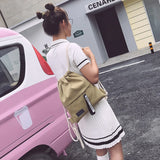 Canvas Drawstring Bag School Gym Casual String Knapsack for Women