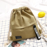 Canvas Drawstring Bag School Gym Casual String Knapsack for Women