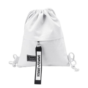 Canvas Drawstring Bag School Gym Casual String Knapsack for Women
