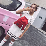 Canvas Drawstring Bag School Gym Casual String Knapsack for Women