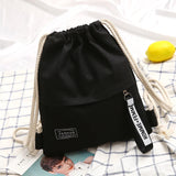 Canvas Drawstring Bag School Gym Casual String Knapsack for Women
