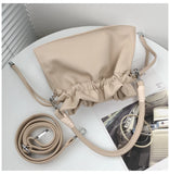 Solid Shoulder Bag Drawstring Crossbody Purse for Women