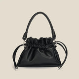 Solid Shoulder Bag Drawstring Crossbody Purse for Women