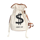 Large Drawstring Canvas Backpack Funny Street Bucket Bag