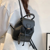 Small PU Leather Drawstring Women Backpack for Girls