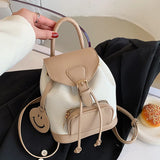 Small PU Leather Drawstring Women Backpack for Girls