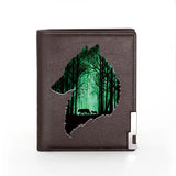 Dream Forest Wolf Cover Leather Wallet Slim Credit Card/ID Holders Money Bag