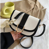 Retro Semicircle Saddle Crossbody Bag Underarm Bag Contrast Bags