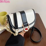Retro Semicircle Saddle Crossbody Bag Underarm Bag Contrast Bags
