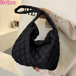 Cloud Fold Women Shoulder Bags Large Capacity Handbags Casual Lozenge Messenger