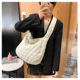 Cloud Fold Women Shoulder Bags Large Capacity Handbags Casual Lozenge Messenger