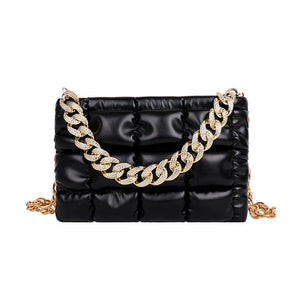 Square Shoulder Bags Checkered Crossbody Texture Lattice Chain Casual Bag