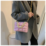 Square Shoulder Bags Checkered Crossbody Texture Lattice Chain Casual Bag