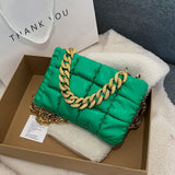 Square Shoulder Bags Checkered Crossbody Texture Lattice Chain Casual Bag