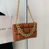 Square Shoulder Bags Checkered Crossbody Texture Lattice Chain Casual Bag