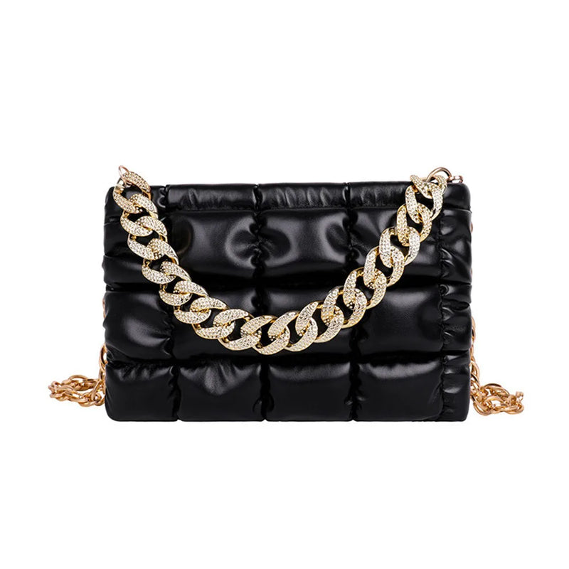 Square Shoulder Bags Checkered Crossbody Texture Lattice Chain Casual Bag