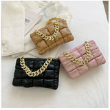 Square Shoulder Bags Checkered Crossbody Texture Lattice Chain Casual Bag