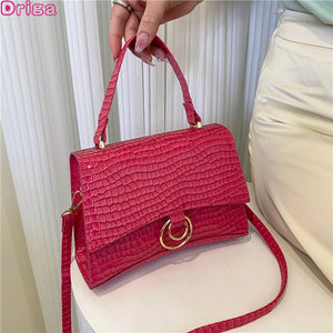 Square Embossed Shoulder Bag Casual Purse
