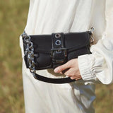 Retro Chain Armpit Shoulder Mini Messenger Bag Solid PU Leather