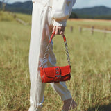 Retro Chain Armpit Shoulder Mini Messenger Bag Solid PU Leather