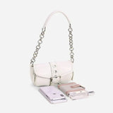 Retro Chain Armpit Shoulder Mini Messenger Bag Solid PU Leather