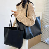 Women Handbags Large Capacity Shoulder Bags Totes High PU Leather Solid Bags