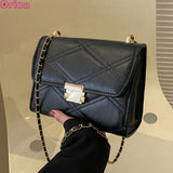Women's Diamond Embroidered Shoulder Bag Crossbody Chain Solid Square