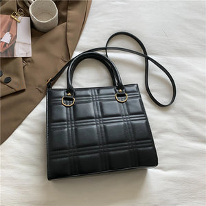 Women Plaid Crossbody Bag Textured Tote Shoulder Bag