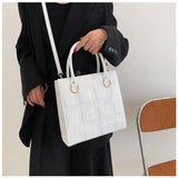 Women Plaid Crossbody Bag Textured Tote Shoulder Bag