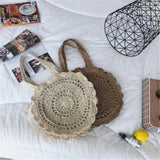 Boho Straw Circle Beach Handbag Rattan Shoulder Bag