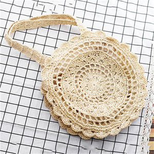 Boho Straw Circle Beach Handbag Rattan Shoulder Bag