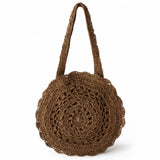 Boho Straw Circle Beach Handbag Rattan Shoulder Bag