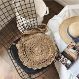 Boho Straw Circle Beach Handbag Rattan Shoulder Bag