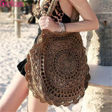 Boho Straw Circle Beach Handbag Rattan Shoulder Bag