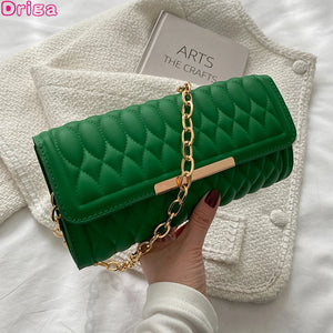 Chain Shoulder Bags For Women Texture Square Handbags Famous Lozenge