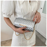 Chain Shoulder Bags For Women Texture Square Handbags Famous Lozenge