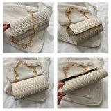 Chain Shoulder Bags For Women Texture Square Handbags Famous Lozenge