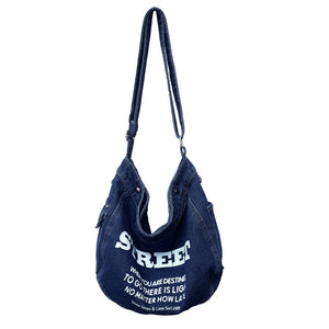 Denim Shoulder Bags Print Letter Large Capacity Messenger Bags