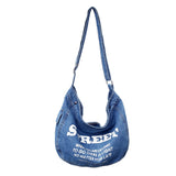 Denim Shoulder Bags Print Letter Large Capacity Messenger Bags